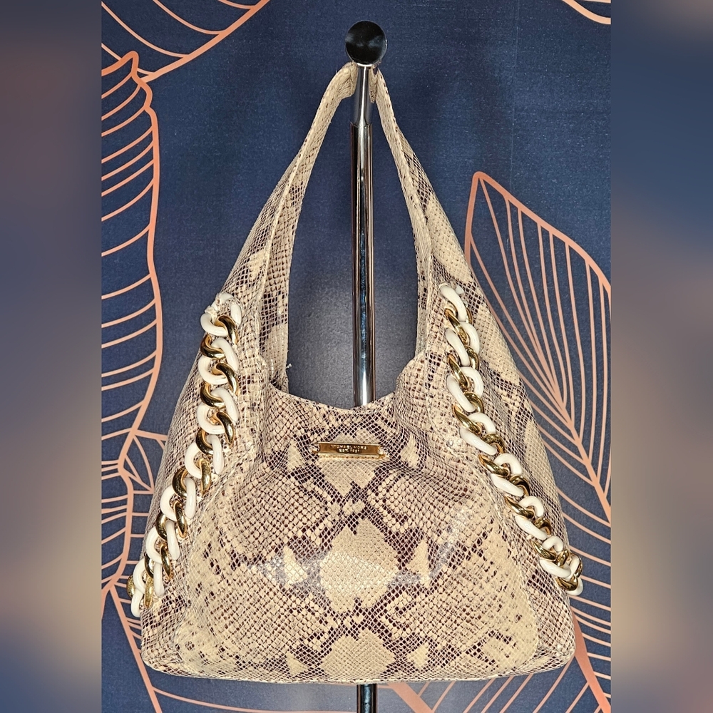 MICHAEL KORS PYTHON EMBOSSED LEATHER HOBO SHOULDER BAG